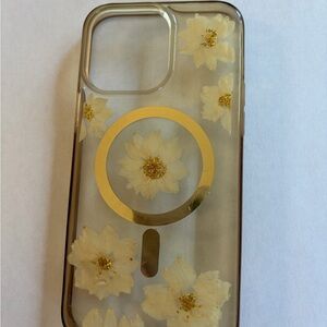 iPhone 14 Pro Max Casemate Elegant Floral Clear Phone Case with Gold Accents